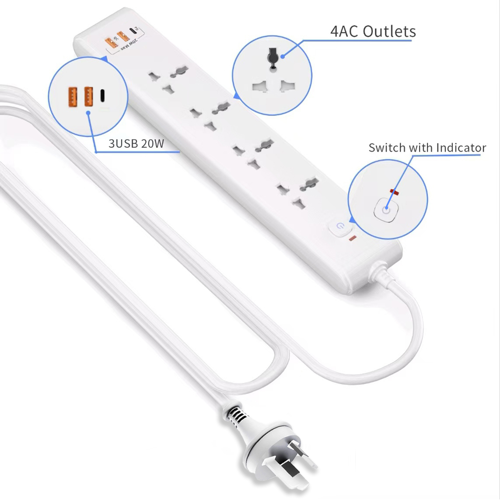 Electronics Gadgets For Home - 1pc wit AU Wandmontage stopcontactverlenging met