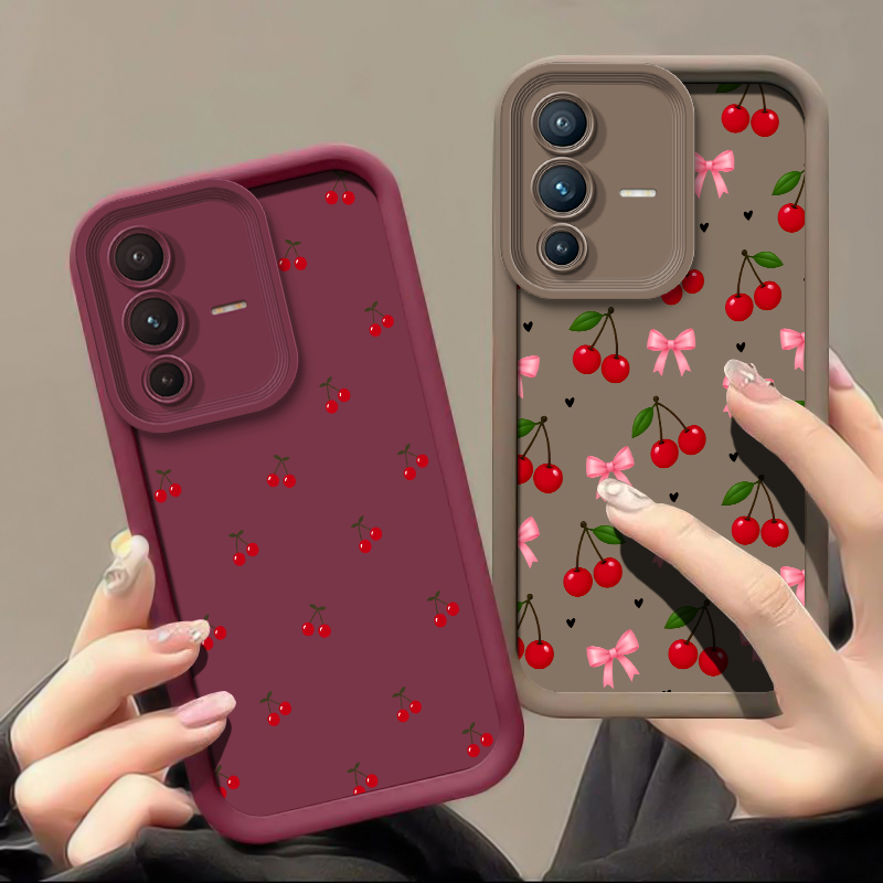Vivo V40 - Telefoonhoesje met kersenpatroon voor Vivo V70