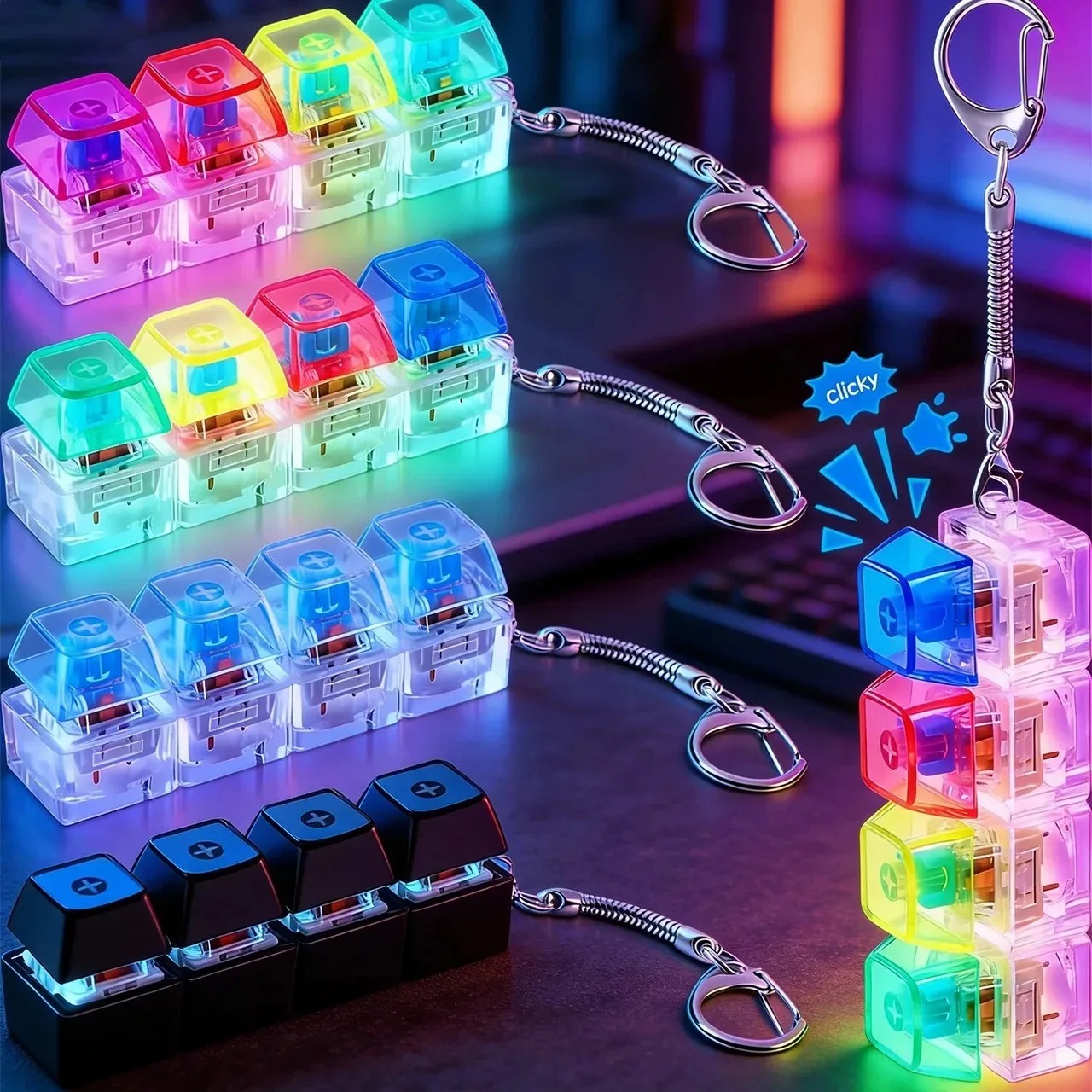 Electronics Gadgets For Kids - '/LED-toetsenbord sleutelhanger Fidget speelgoed Crystal Clicker
