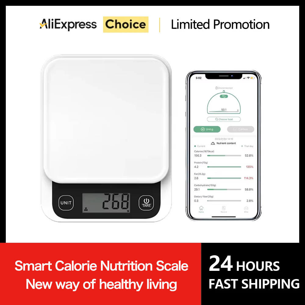 Electronics Quiz - 5kg/0,1g/1g Slimme Keukenweegschaal Voedingsweegschaal Smart Food